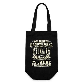 Bester Handwerker seit 1951 – 75. Geburtstag - Geschenkbeutel für Flaschen - Schwarz - Vorne