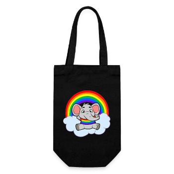 Bunte Baby Elefant Regenbogen Wolke - Geschenkbeutel für Flaschen - Schwarz - Vorne
