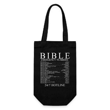Bible Emergency Numbers Shirt - Gift Bag for Bottles - black - Front