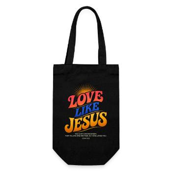 Jesus Tshirt Love Like Jesus Christliches Geschenk - Geschenkbeutel für Flaschen - Schwarz - Vorne
