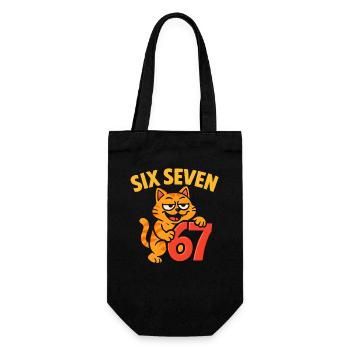 Six Seven Katze 67 Italian Brainrot Humor - Geschenkbeutel für Flaschen - Schwarz - Vorne