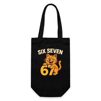Six Seven Katze 67 Italian Brainrot Humor - Geschenkbeutel für Flaschen - Schwarz - Vorne