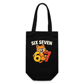 Six Seven Katze 67 Italian Brainrot Humor - Geschenkbeutel für Flaschen - Schwarz - Vorne