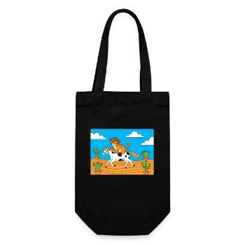 Cat cowboy in desert ride - Gift Bag for Bottles - black - Front