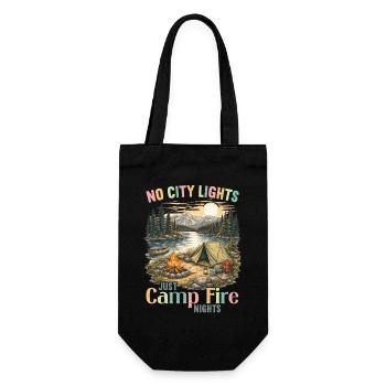 Camping Campfire Camper Outdoor Nature Mountains - Gift Bag for Bottles - black - Front