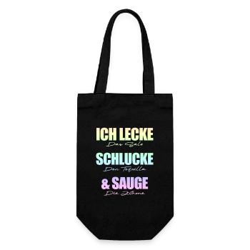 Ich lecke schlucke sauge. - Geschenkbeutel für Flaschen - Schwarz - Vorne