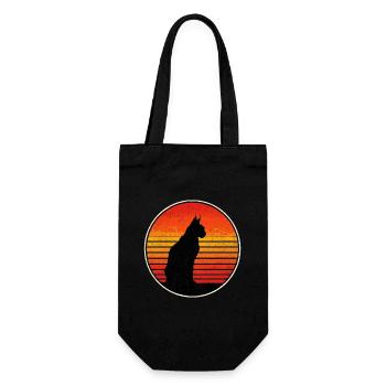Luchs Katze Retro Wildkatze Design Naturfreund - Geschenkbeutel für Flaschen - Schwarz - Vorne
