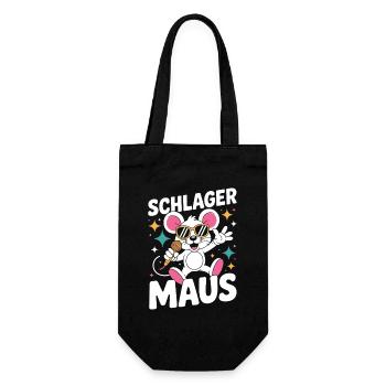 Schlager Maus Party Crew JGA Frauen Schlagermaus - Geschenkbeutel für Flaschen - Schwarz - Vorne