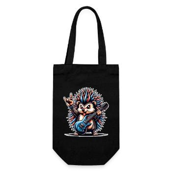 E Gitarre Igel Gitarrist Rock N Roll - Geschenkbeutel für Flaschen - Schwarz - Vorne