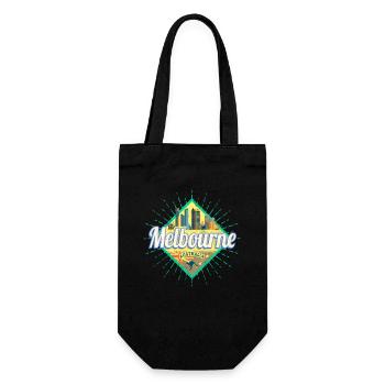 Melbourne Victoria Australien Skyline Souvenir - Geschenkbeutel für Flaschen - Schwarz - Vorne