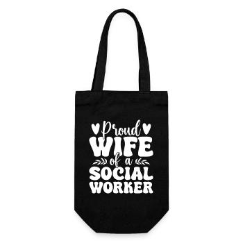 Citation d’un travailleur social : fière épouse d’un travailleur social - Sac à bouteille - noir - Devant