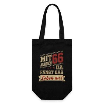 mit 66 Jahren da fängt das Leben an - Geschenkbeutel für Flaschen - Schwarz - Vorne