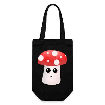 Kawaii Mushroom Buddy with Dots - Gift Bag for Bottles - black - Front