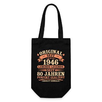 Original 1946 – Legendär & Vintage 80. Geburtstag - Geschenkbeutel für Flaschen - Schwarz - Vorne