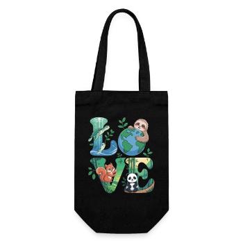 Nature Love Shirt Panda Sloth Turtle - Gift Bag for Bottles - black - Front