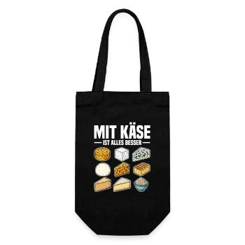 Mit Käse ist alles besser - Geschenkbeutel für Flaschen - Schwarz - Vorne