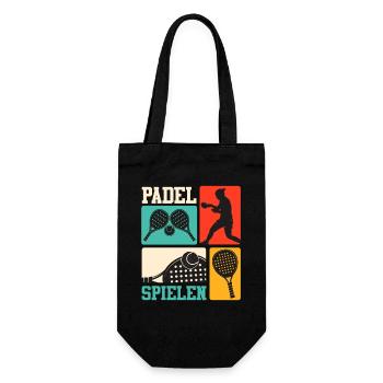 Padel Sport PLAY PADEL Lustiges - Geschenkbeutel für Flaschen - Schwarz - Vorne