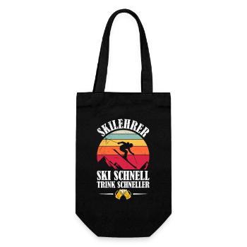 Skiing SKI INSTRUCTOR SKI FAST DRINK FASTER - Gift Bag for Bottles - black - Front