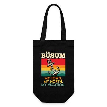 BÜSUM MEINE STADT MEIN NORDEN MEIN URLAUB Lustig - Geschenkbeutel für Flaschen - Schwarz - Vorne