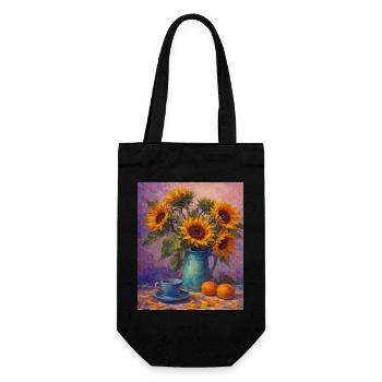 Yellow Sunflowers Flowers Sunflower Graphics - Gift Bag for Bottles - black - Front
