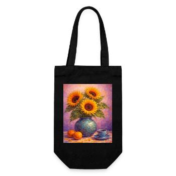 Yellow Sunflowers Flowers Sunflower Graphics - Gift Bag for Bottles - black - Front
