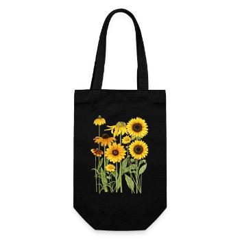 Yellow Sunflowers Flowers Sunflower Graphics - Gift Bag for Bottles - black - Front