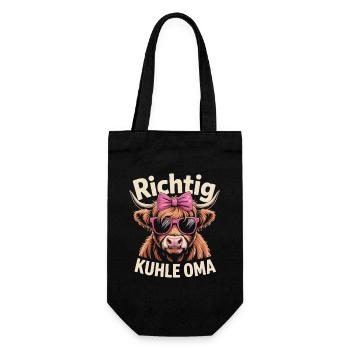 Muttertag Richtig Kuhle Oma - Beste Großmutter - Geschenkbeutel für Flaschen - Schwarz - Vorne