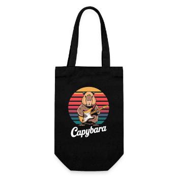  Capybara Retro Rock Gitarre Lustiges Musik - Geschenkbeutel für Flaschen - Schwarz - Vorne