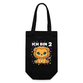Ich bin 2 - Süßes Löwe zum 2. Geburtstag - Geschenkbeutel für Flaschen - Schwarz - Vorne
