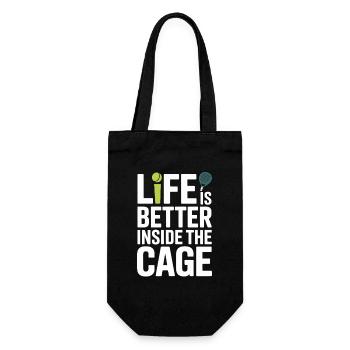 Padel Spieler Life Is Better Inside The Cage Padel - Geschenkbeutel für Flaschen - Schwarz - Vorne