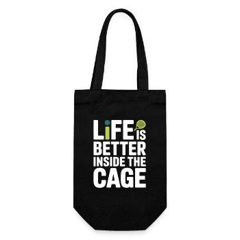 Padel Spieler Life Is Better Inside The Cage Padel - Geschenkbeutel für Flaschen - Schwarz - Vorne