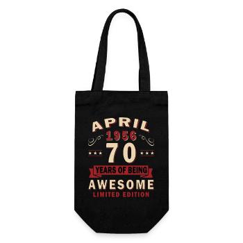 70th Anniversary April 1956 Vintage Gift - Gift Bag for Bottles - black - Front