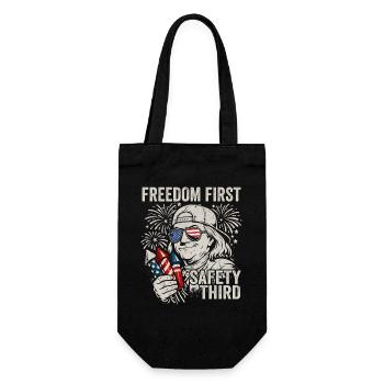 Freedom first, safety in third place, Fra - Gift Bag for Bottles - black - Front