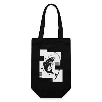 Fishing Fish Fishing Rod - Gift Bag for Bottles - black - Front