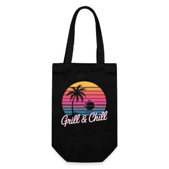 Grill Shirt Retro Sunset BBQ Grill Master - Gift Bag for Bottles - black - Front