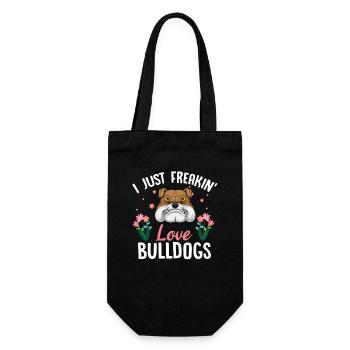 Ich liebe Bulldogs-Grafik einfach - Geschenkbeutel für Flaschen - Schwarz - Vorne