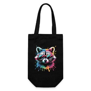 Colorful Raccoon Watercolors Splashes Graffiti - Gift Bag for Bottles - black - Front