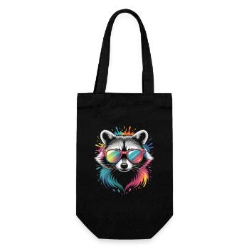 Colorful Raccoon Watercolors Splashes Graffiti - Gift Bag for Bottles - black - Front
