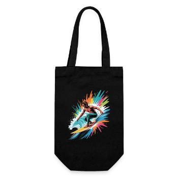 Colorful Surfer Watercolors Splashes Graffiti - Gift Bag for Bottles - black - Front