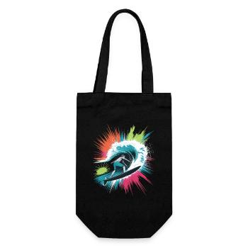 Colorful Surfer Watercolors Splashes Graffiti - Gift Bag for Bottles - black - Front