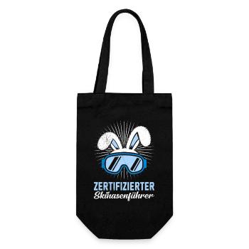 Skifahren ZERTIFIZIERTER SKIHASENFÄRER LUSTIG - Geschenkbeutel für Flaschen - Schwarz - Vorne