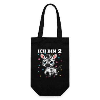 Ich bin 2 - Süßes Zebra zum 2. Geburtstag - Geschenkbeutel für Flaschen - Schwarz - Vorne
