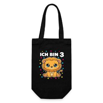 Ich bin 3 - Süßes Löwe zum 3. Geburtstag - Geschenkbeutel für Flaschen - Schwarz - Vorne