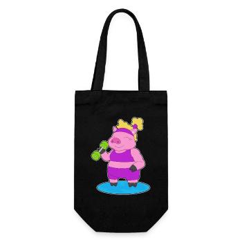 Bodybuilder cochon avec haltères - Sac à bouteille - noir - Devant