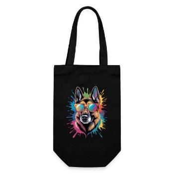 Colorful German Shepherd Watercolor Splash - Gift Bag for Bottles - black - Front