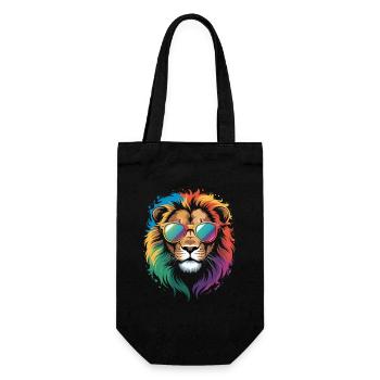 Colorful Lion Watercolor Splash Graffiti - Gift Bag for Bottles - black - Front