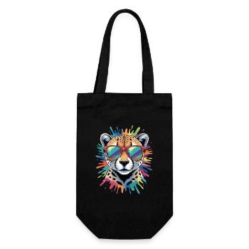 Colorful Cheetah Watercolors Splashes Graffiti - Gift Bag for Bottles - black - Front