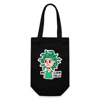 Medusa-Stimmung: Mein Look tötet - Geschenkbeutel für Flaschen - Schwarz - Vorne