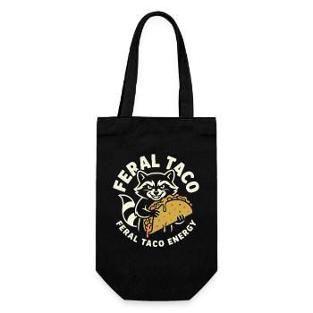 Feral Taco Energy Waschbär Motiv - Geschenkbeutel für Flaschen - Schwarz - Vorne