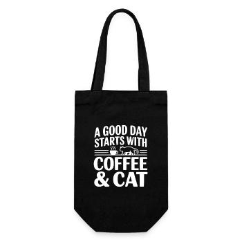 A Good Day Starts with Coffee & Cat - Gift Bag for Bottles - black - Front